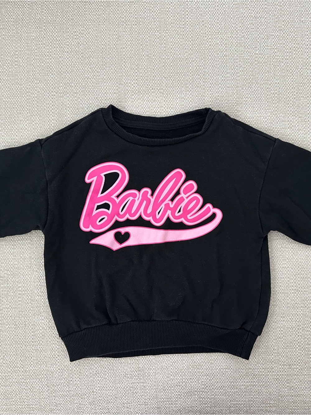 Barbie Black Sweatshirt Top with Pink Logo - Kids 4T
